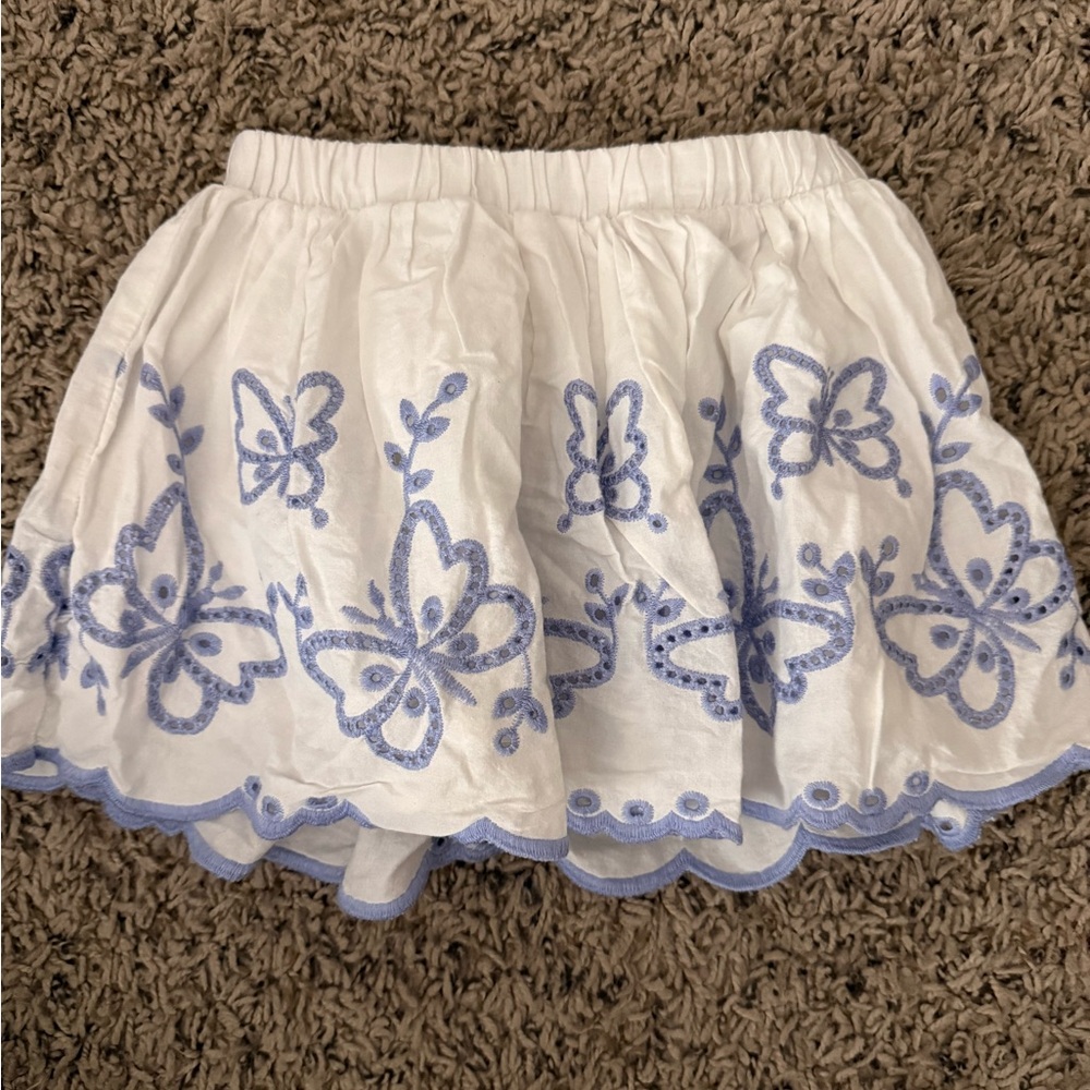 Cat & Jack White Skirt with purple Embroidered Butterflies